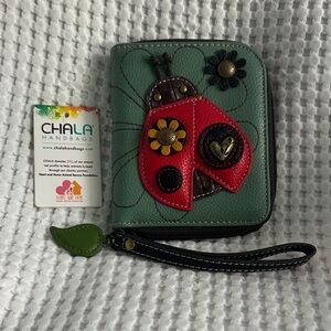 Chala Green and Red Ladybug Wristlet